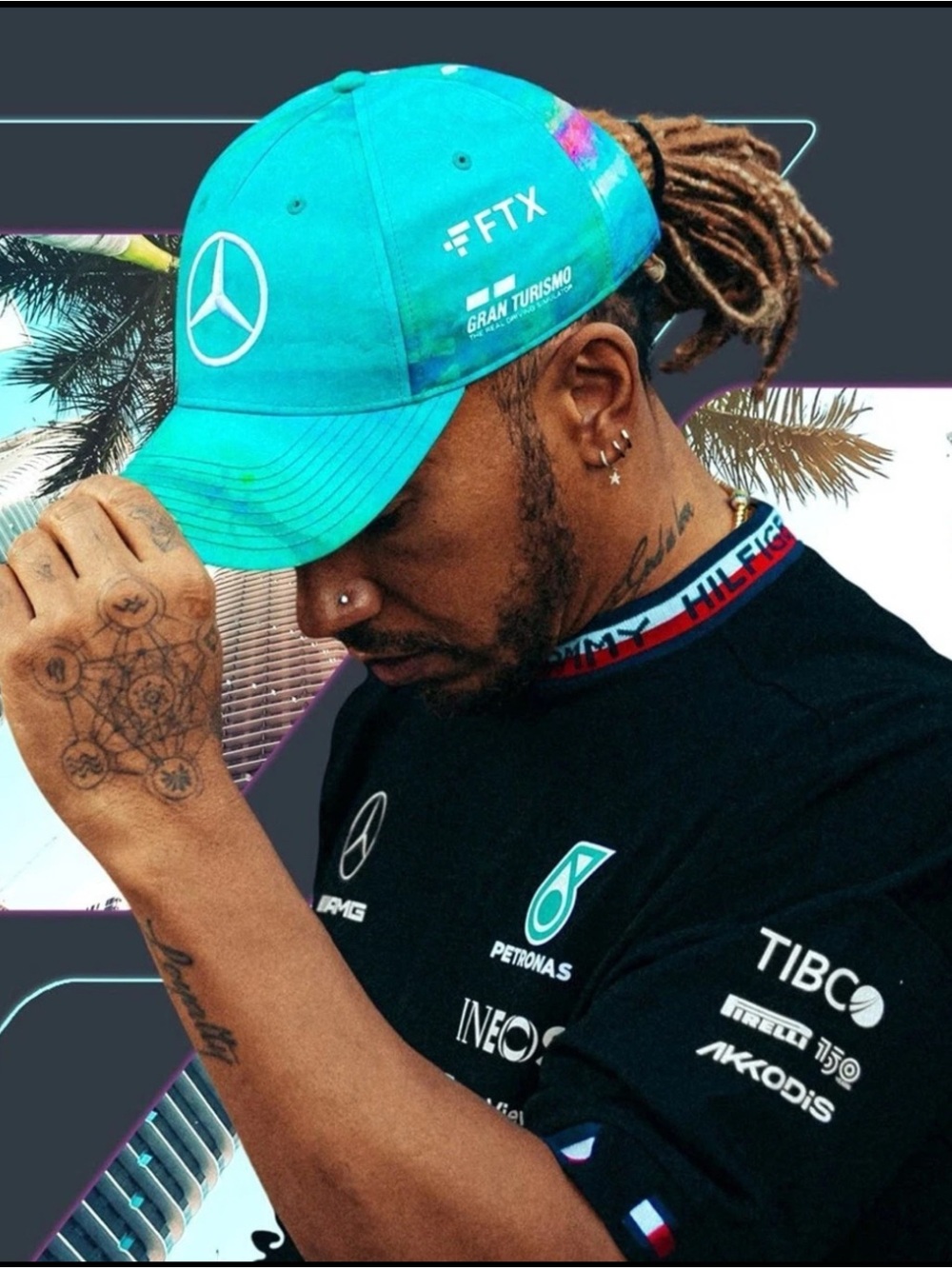Lewis Hamilton Mercedes AMG Petronas Racing Cap - Formula 1 - Miami GP - Sea Hat
